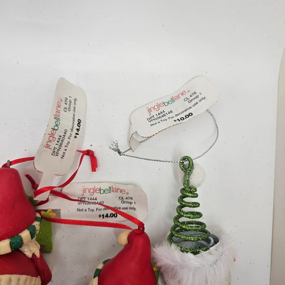 Vintage Jingle Bell Lane Christmas Ornaments‎ Lot Santa Snowman Dangling Legs